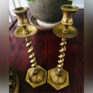 Elegant Brass Candlestick Holders 11.5” height and 1” Dia